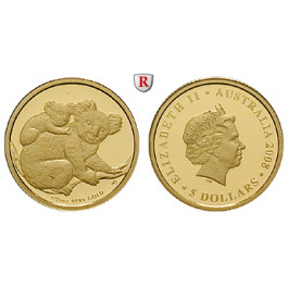 Australien, Elizabeth II., 5 Dollars 2008, 1,24 g fein, PP