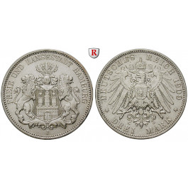 Deutsches Kaiserreich, Hamburg, 3 Mark 1909, J, ss-vz, J. 64