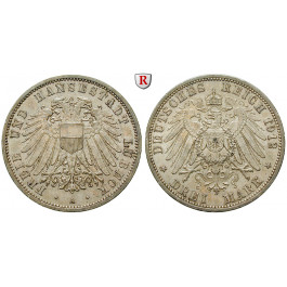 Deutsches Kaiserreich, Lübeck, 3 Mark 1912, A, vz, J. 82