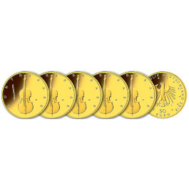 Bundesrepublik Deutschland, 50 Euro 2018, Kontrabass, ADFGJ komplett, 38,9 g fein, st