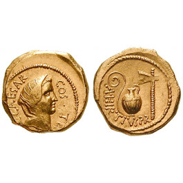 Römische Republik, Caius Iulius Caesar, Aureus 46 v.Chr., vz/vz+