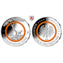 Bundesrepublik Deutschland, 5 Euro 2018, Subtropische Zone, ADFGJ komplett, st