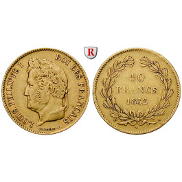 Frankreich, Louis Philippe, 40 Francs 1832, 11,61 g fein, ss