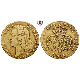 Frankreich, Louis XV., Doppelter Louis d´or au bandeau 1748, ss