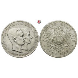 Deutsches Kaiserreich, Braunschweig, Ernst August, 5 Mark 1915, mit Lüneburg, A, f.vz/vz-st, J. 58