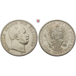 Brandenburg-Preussen, Königreich Preussen, Wilhelm I., Vereinsdoppeltaler 1867, vz/vz-st
