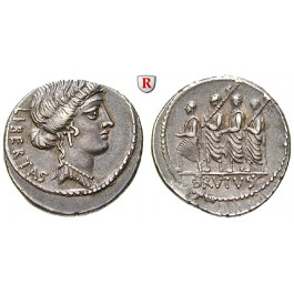 Römische Republik, M. Junius Brutus, Denar, f.vz