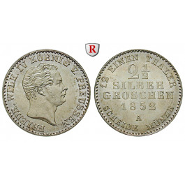 Brandenburg-Preussen, Königreich Preussen, Friedrich Wilhelm IV., 2 1/2 Silbergroschen 1852, vz-st