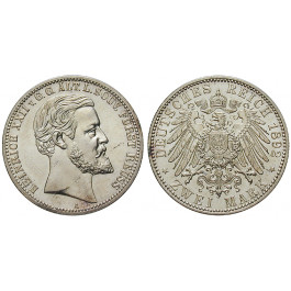Deutsches Kaiserreich, Reuss-Greiz, Heinrich XXII., 2 Mark 1892, A, vz/vz-st, J. 117