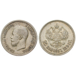 Russland, Nikolaus II., 25 Kopeken 1896, vz/vz-st
