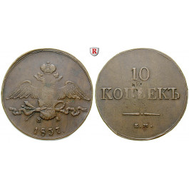 Russland, Nikolaus I., 10 Kopeken 1837, ss