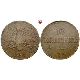 Russland, Nikolaus I., 10 Kopeken 1837, s-ss