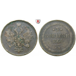 Russland, Alexander II., 3 Kopeken 1860, ss