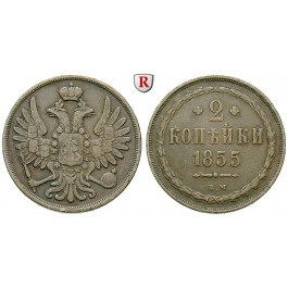 Russland, Nikolaus I., 2 Kopeken 1855, ss-vz
