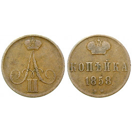 Russland, Alexander II., Kopeke 1858, f.ss