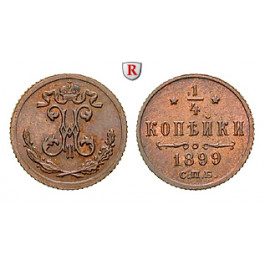Russland, Nikolaus II., 1/4 Kopeke 1899, vz-st