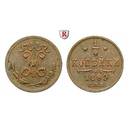 Russland, Nikolaus II., 1/4 Kopeke 1899, ss-vz