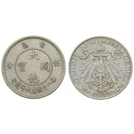 Nebengebiete, Kiautschou, 5 Cent 1909, A, ss-vz, J. 729