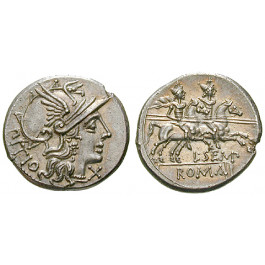 Römische Republik, L. Sempronius Pitio, Denar 148 v.Chr., vz-st