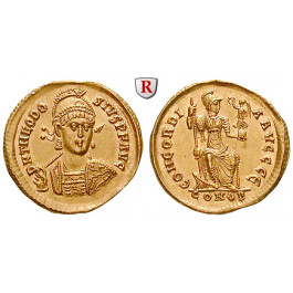 Römische Kaiserzeit, Theodosius II., Solidus 402-403, vz+