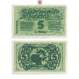 Notgeld der besonderen Art, Bielefeld, 5 Goldpfennig (5/420 Dollar) 8.11.1923, I