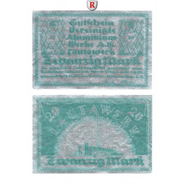 Notgeld der besonderen Art, Notgeldscheine aus Aluminium, 20 Mark 10.10.1922, I