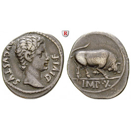 Römische Kaiserzeit, Augustus, Denar 15-13 v.Chr., ss+