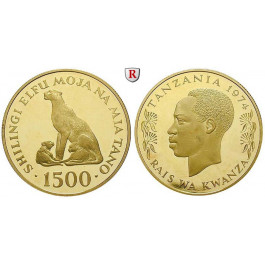 Tansania, 1500 Shillingi 1974, 30,1 g fein, PP