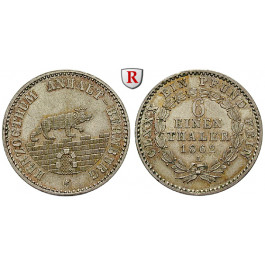 Anhalt, Anhalt-Bernburg, Alexander Carl, 1/6 Taler 1862, vz