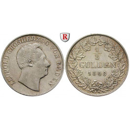 Baden, Grossherzogtum Baden, Karl Leopold Friedrich, 1/2 Gulden 1848, ss-vz