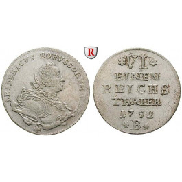 Brandenburg-Preussen, Königreich Preussen, Friedrich II., 1/6 Taler 1752, ss-vz