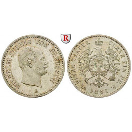 Brandenburg-Preussen, Königreich Preussen, Wilhelm I., 1/6 Taler 1861, vz-st