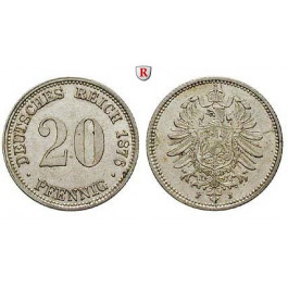 Deutsches Kaiserreich, 20 Pfennig 1876, J, vz-st, J. 5