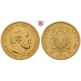 Deutsches Kaiserreich, Preussen, Wilhelm I., 20 Mark 1872, B, ss-vz, J. 243