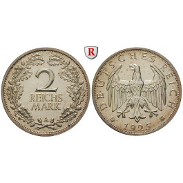 Weimarer Republik, 2 Reichsmark 1925, Kursmünze, A, PP, J. 320