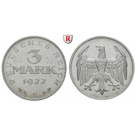 Weimarer Republik, 3 Mark 1922, E, PP, J. 302