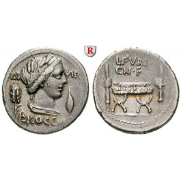 Römische Republik, L. Furius Brocchus, Denar 63 v.Chr., ss+