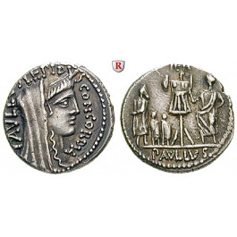 Römische Republik, L. Aemilius Lepidus Paullus, Denar 62 v.Chr., ss-vz