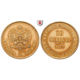 Finnland, Unter russischer Herrschaft, Alexander II., 20 Markkaa 1879, 5,81 g fein, ss-vz