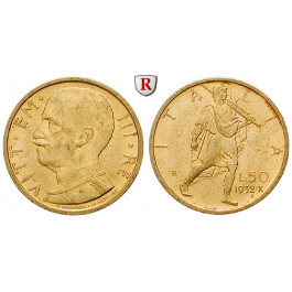 Italien, Königreich, Vittorio Emanuele III., 50 Lire 1932, 3,96 g fein, vz