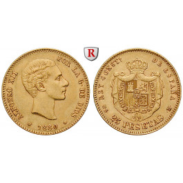 Spanien, Alfonso XII., 25 Pesetas 1880, 7,26 g fein, f.vz