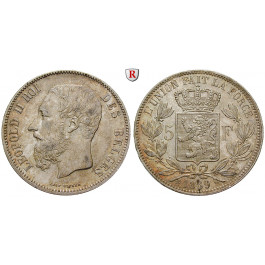 Belgien, Königreich, Leopold II., 5 Francs 1869, vz+
