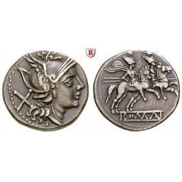 Römische Republik, Anonym, Denar 209-208 v.Chr., ss+