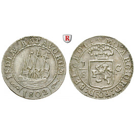 Niederlande, Batavische Republik, 1795-1806, 1/8 Scheepjesgulden 1802, f.vz