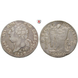 Frankreich, Constitution, Ecu de 6 livres 1792, ss