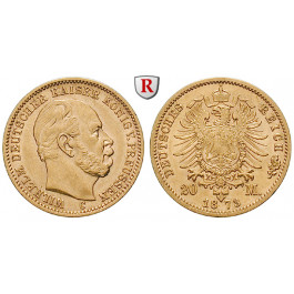 Deutsches Kaiserreich, Preussen, Wilhelm I., 20 Mark 1873, C, vz, J. 243