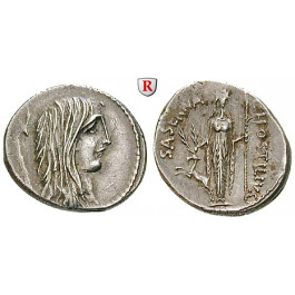 Römische Republik, L. Hostilius Saserna, Denar 48 v.Chr., ss+
