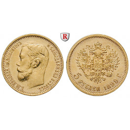Russland, Nikolaus II., 5 Rubel 1899, 3,87 g fein, vz/vz-st