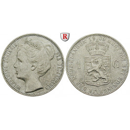 Niederlande, Königreich, Wilhelmina I., Gulden 1909, ss+