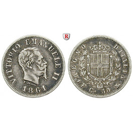 Italien, Königreich, Vittorio Emanuele II., 50 Centesimi 1861, ss+